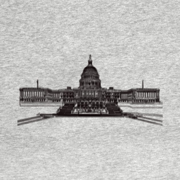 Washington Dc Capitol Building Minimalist Drawing by Raimondi